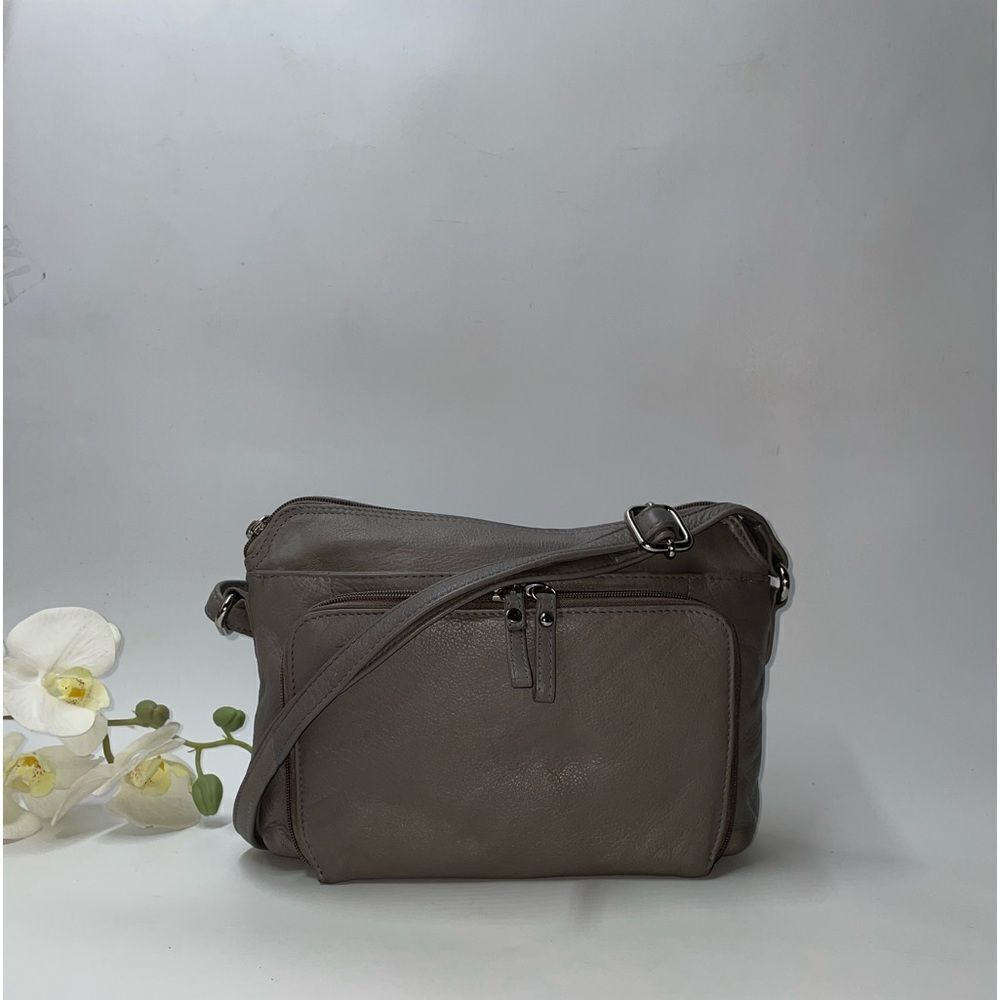 Great American Leather Works Organizer Crossbody Gray